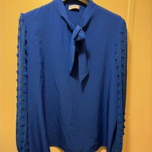 Women's Royal Blue Bow Tie Blouse